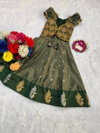 Ajd 8148 Soft Silk Golden Zari Weaving Work Kids Wear Gown Collections Wholesale Online